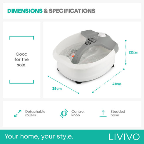 Foot Spa with Massage Rollers - Grey